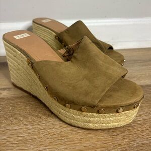 Zara Trafaluc Espadrille Suede Slip On Sandals in Brown